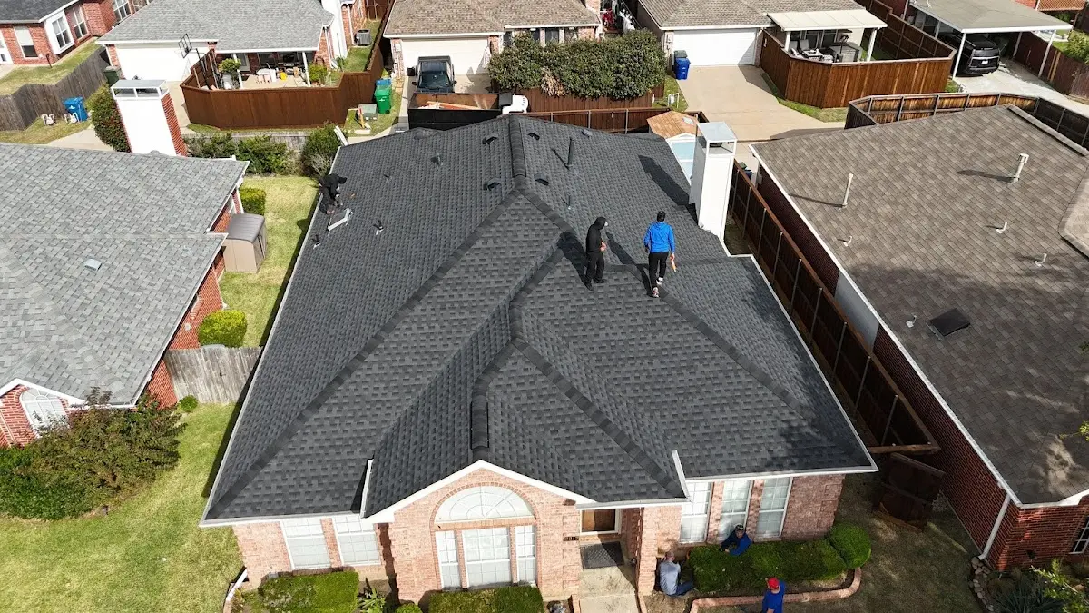Slate & Tile Roof Repair work in progress on a Channelview property